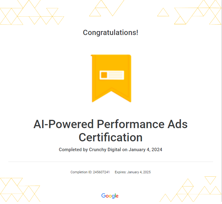 crunchy digital Google AI-Powered performance ads certification